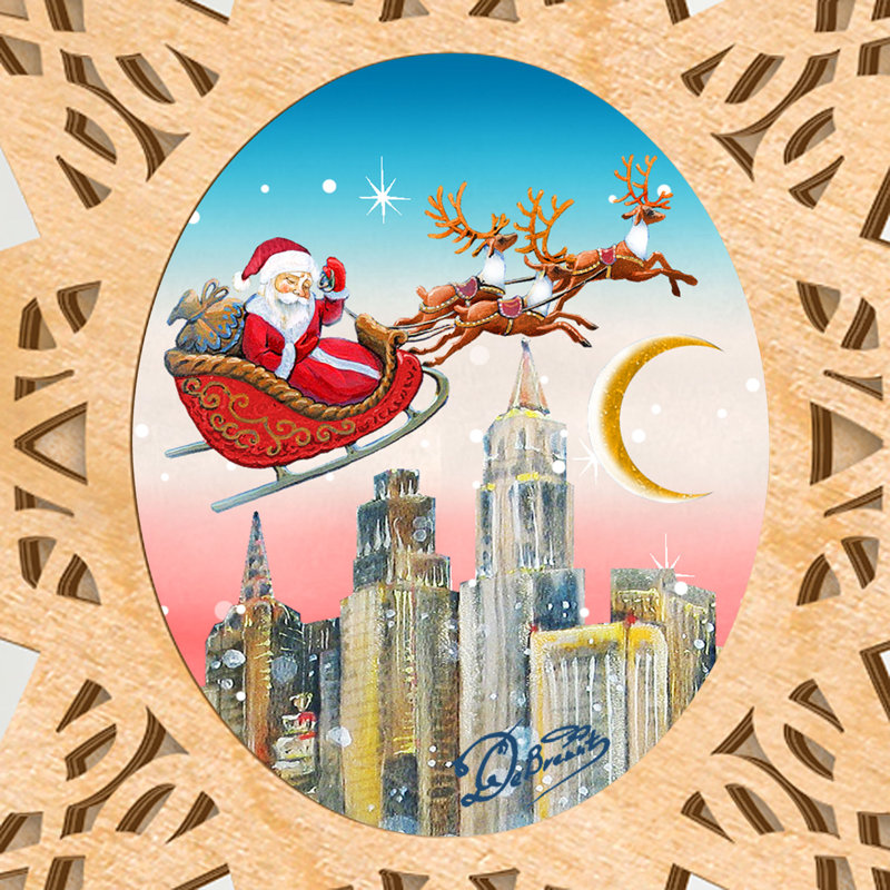 16.5'' Wood Shatterproof Tree Topper, Santa Claus/Reindeer/Presents