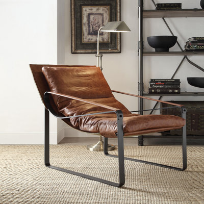 Fauteuil d'appoint en cuir fleur Quoba
