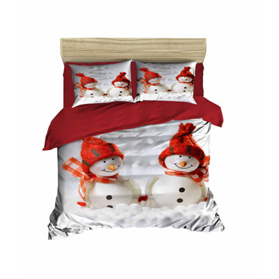 Ensemble de housse de couette en microfibre rouge / blanc 3 pièces Bruton