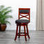 Tabouret de bar pivotant 30 po cerise avec siège moelleux en tissu gris anthracite-118039520-118039522