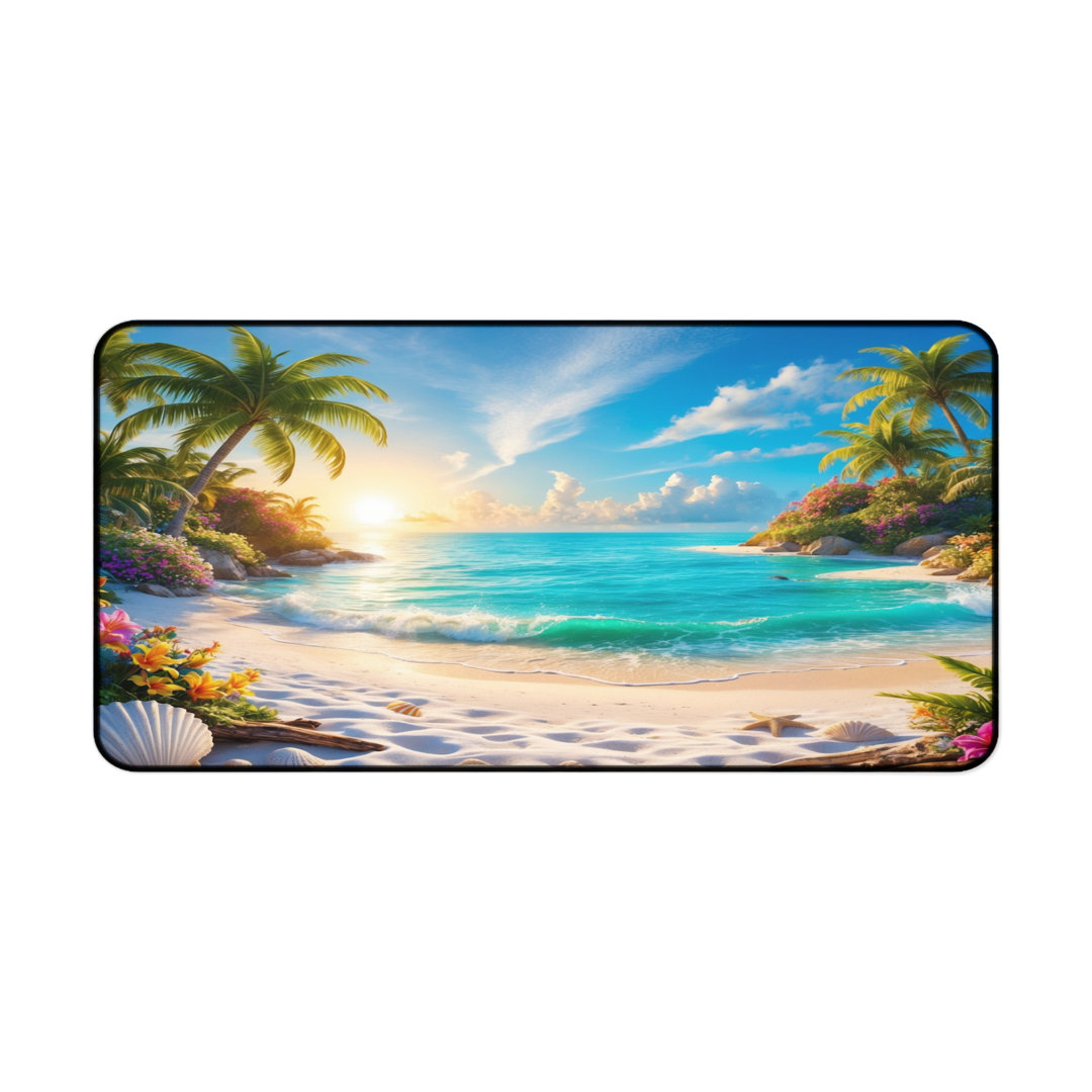 Vibrant Tropical Beach Sunset Desk Mat