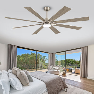Large 8 Blade Ceiling Fan With Led Light And Smart Features