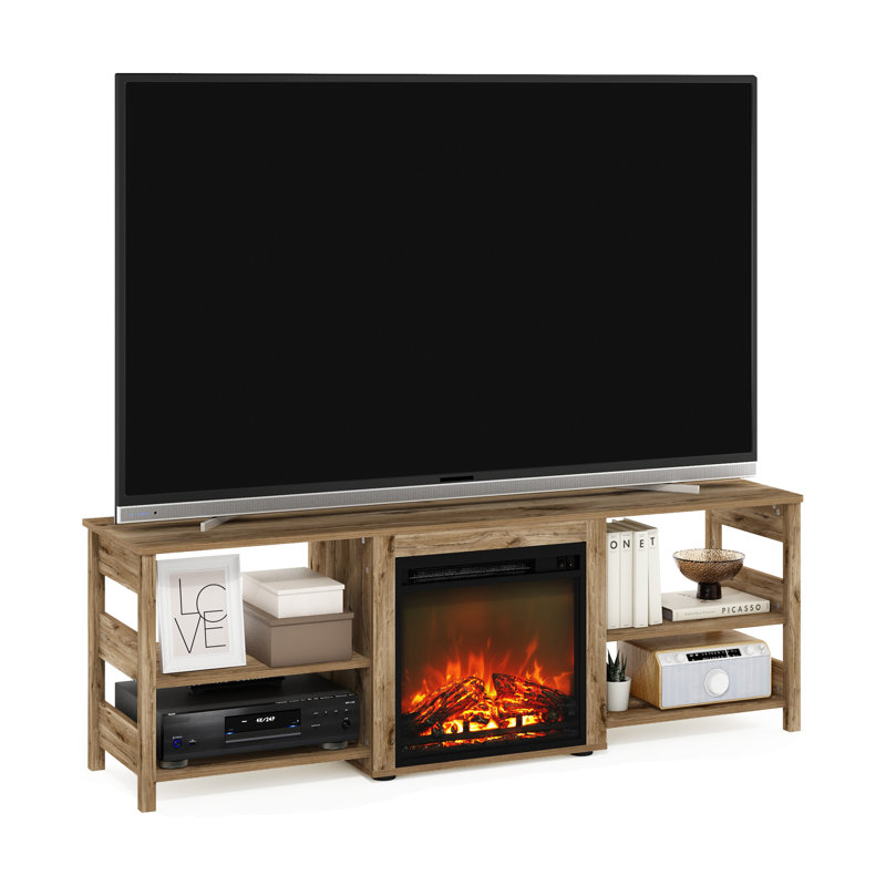 Storage Credenza for 70" TV Stand with Fireplace, Flagstaff Oak
