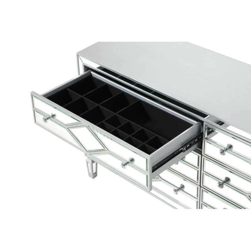 Bashaw 64'' W 6 - Drawer Dresser, Silver