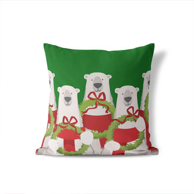 Polar Bear Holiday Decorative Throw Pillow