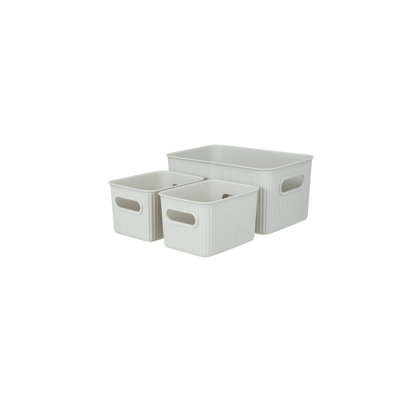 Ribbed 3 Piece Plastic Bin Set