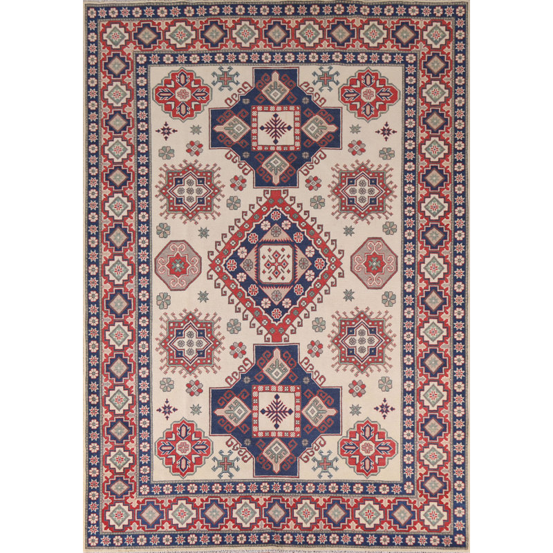 Tapis oriental géométrique Kazak 7 x 9