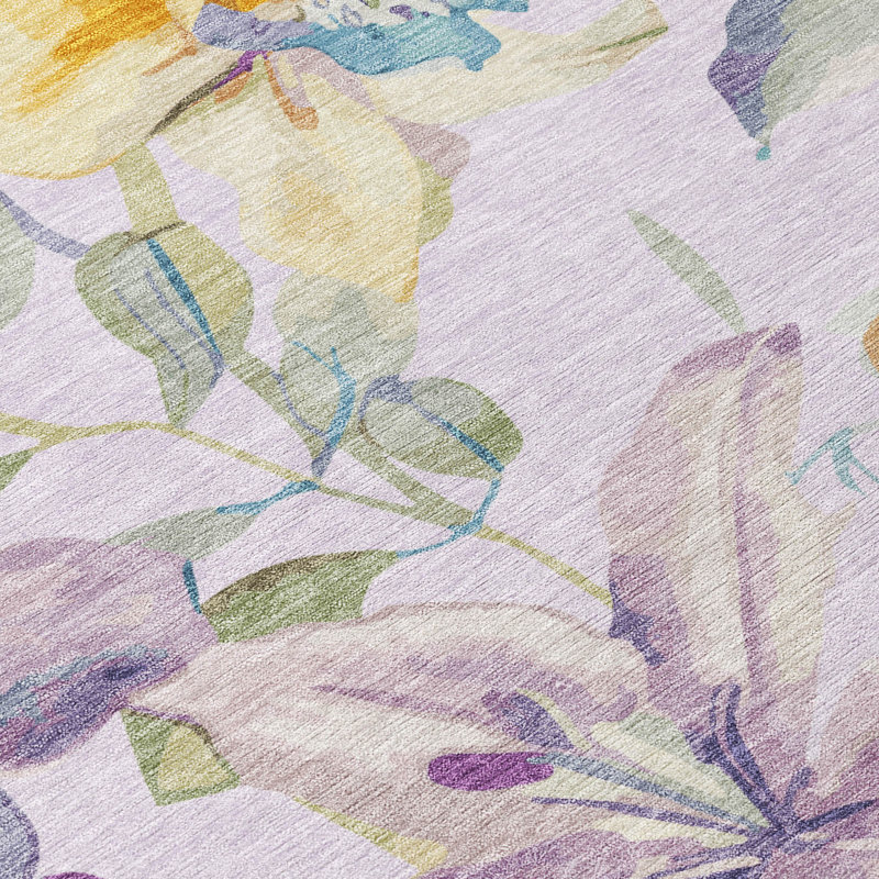Machine Washable Indoor/Outdoor London ACN2262 Floral Rug, Rectangle 9' x 12'