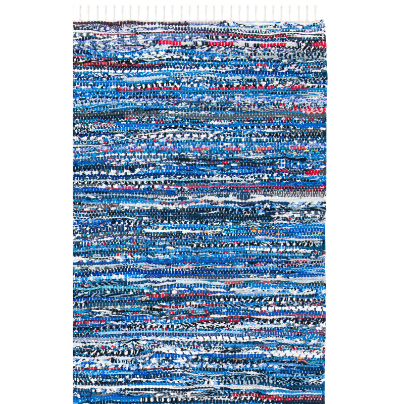 Rag Rug Hand Woven Cotton Striped Rug, Square 6'