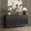 Commode Martinsen à 3 tiroirs avec cadre en bois massif et détails cannelés (ensemble de 2 pièces)-106224266