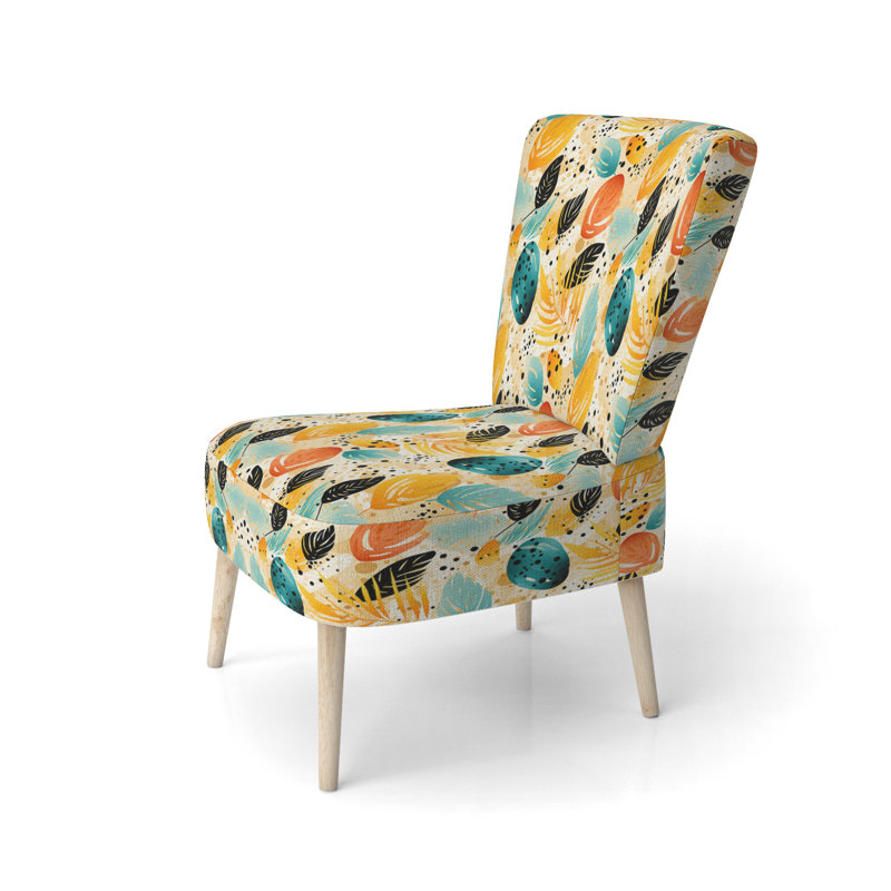 Chaise d'appoint rembourrée à motif de feuilles douces de couleur douce