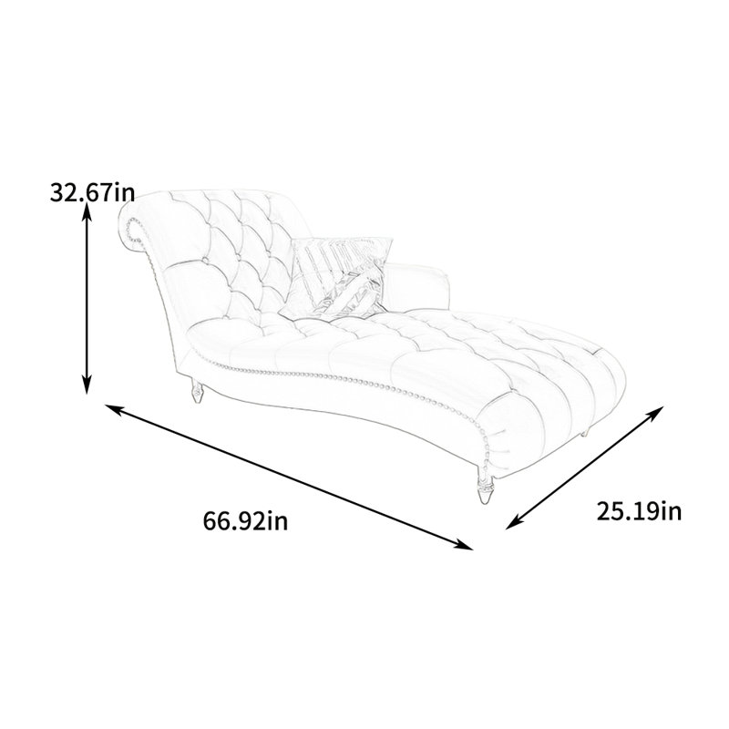 Chaise longue rembourrée Alexcia, Similicuir noir, Chaise longue à accoudoir gauche