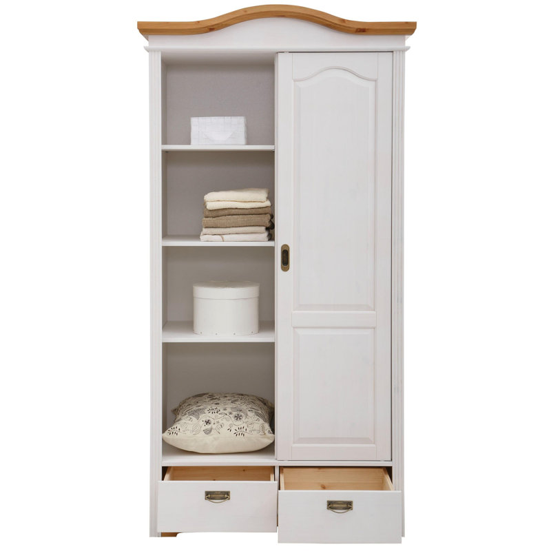 Donalsonville 2 Door Solid Wood Wardrobe, White/Cherry