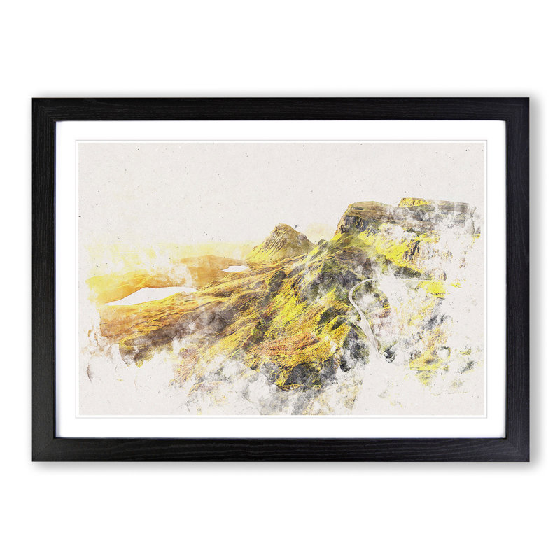 Road Through the Isle of Skye in Scotland - Picture Frame Painting Print, 62cm H x 87cm W x 2cm D, Black Framed