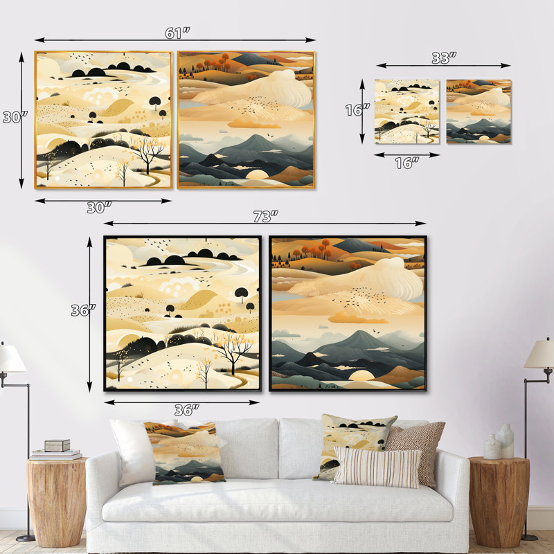 Marozas - Abstract Square Collage Set Of 2, Black Floater Framed, 16" H x 33" W
