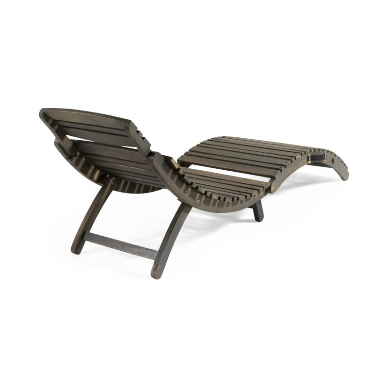 Chaise de patio pliante grise - l 72,75 po x P 21,86 po, structure en bois 72,9 po L 21,86 W option, Grey