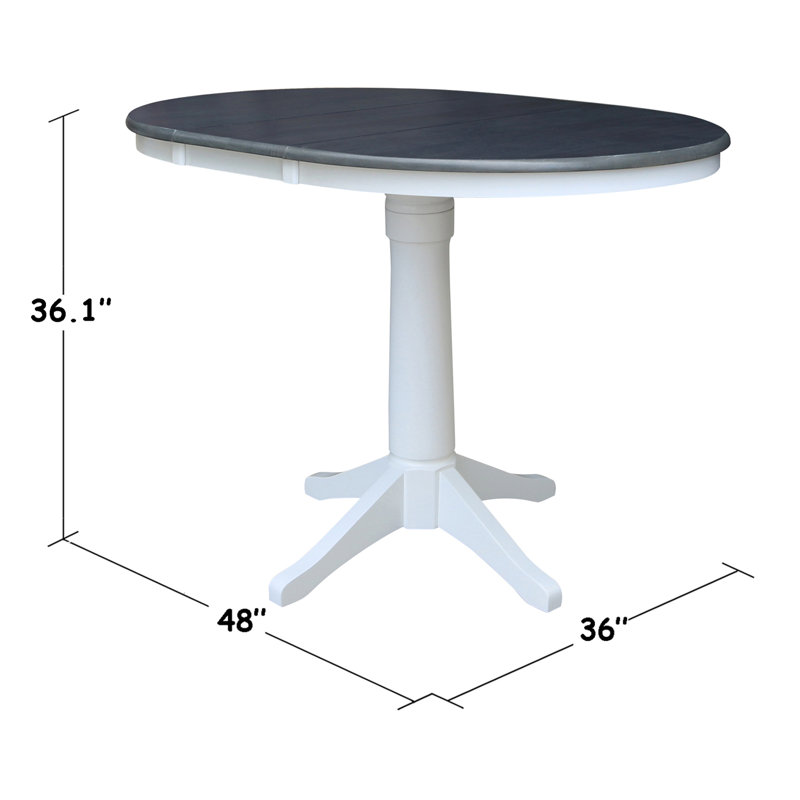 Henington Extendable Solid Wood Dining Table, Heather Gray/White