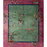Rectangle Antique Wool 1920s Hand Knotted Pile Coral / Salmon Pink Rug