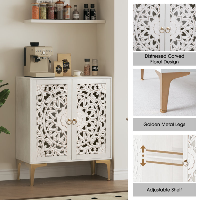 Commode d'appoint blanche, armoire d'appoint avec portes, buffet pour le salon