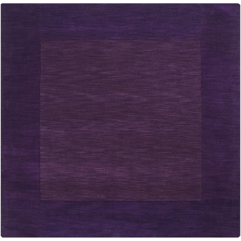 Tapis mauve foncé en laine tissé à la main Dolma, Carré 8 pi