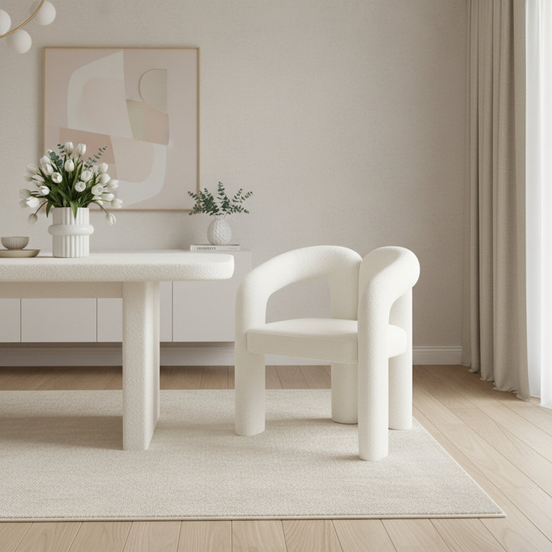 Chaise avec accoudoirs White Boucle, Blanc