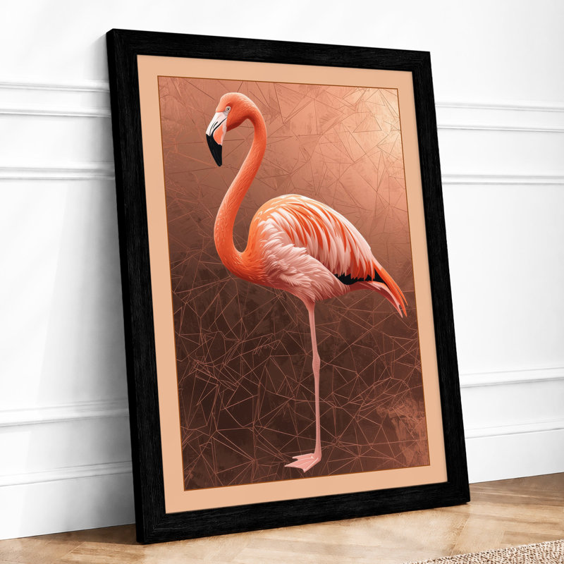 Flamingo in Repose Boho - Framed Print, A2 - 59.4 x 42.0 cm, Black