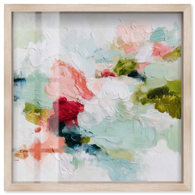 «Happy Jumble V Shadowbox», art mural de salon par Art Remedy, cadre blond, 25 x 25