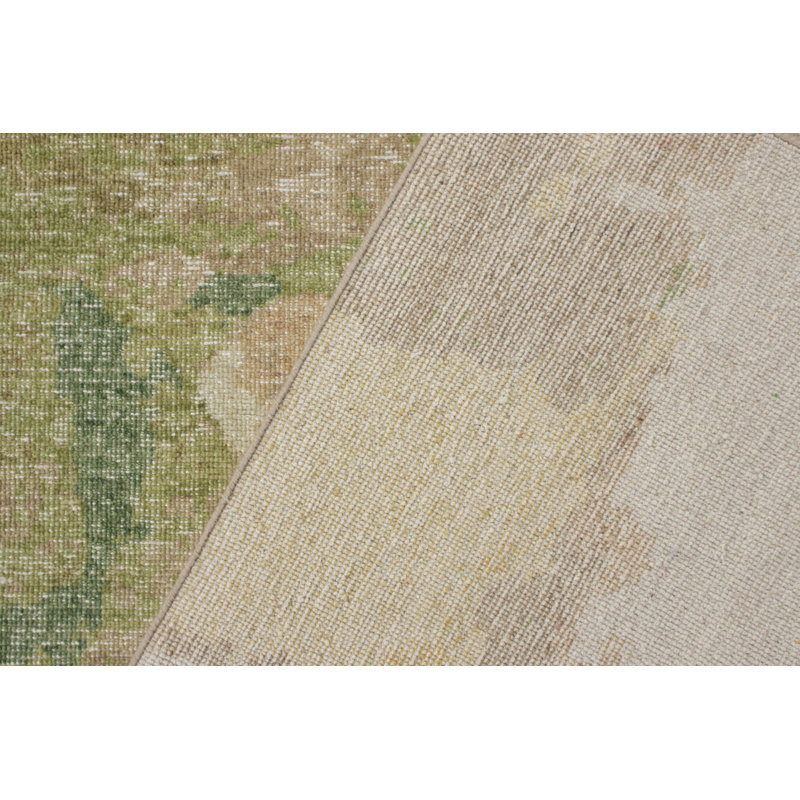 Distressed Homage Hand Knotted Wool Abstract Area Rug, Runner 3' x 12'