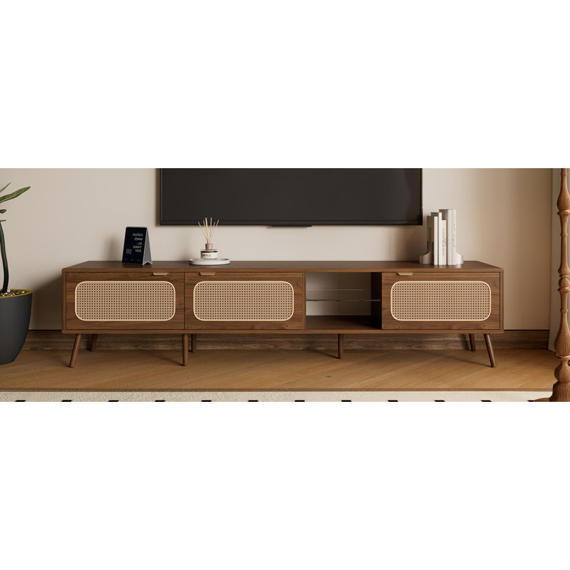 Meuble télé pour téléviseur de 75/80/85 po, console avec amplement de rangement pour le salon et la chambre à coucher, tablette ouverte