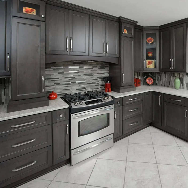 Dark Gray Shaker Birch Wall Cabinet with Premium Finish