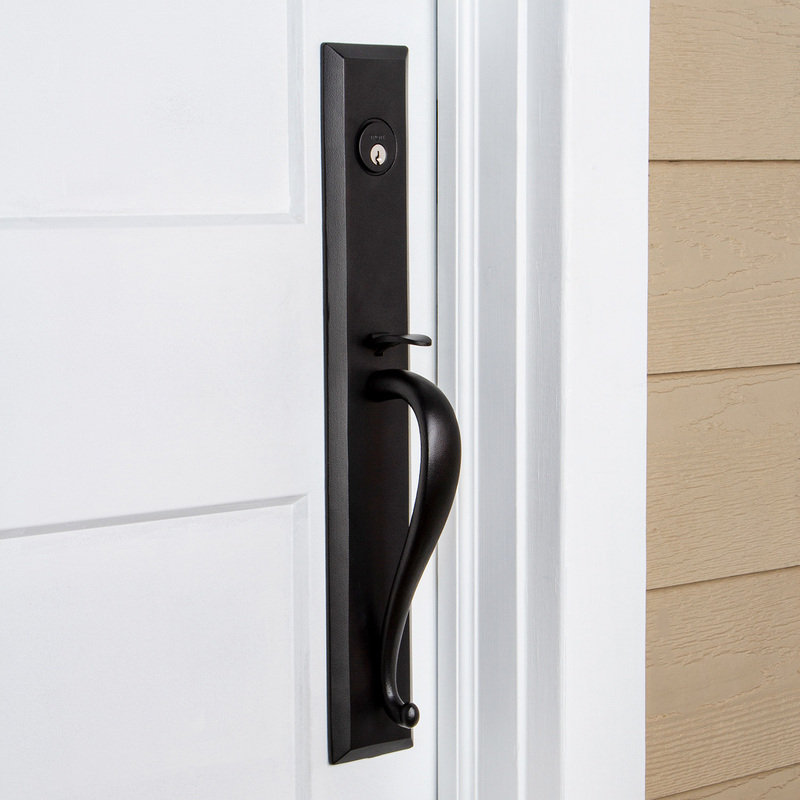 Matte Black Iron Handleset with Deadbolt and Knob