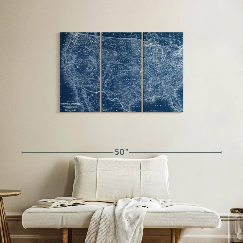 Aliaz US Map Blueprint, 24" H x 38" W