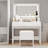 Kathryne Vanity with Large LED Mirror, 4 Different Sizes Drawers and Extra Riser Stand, Makeup Table with Outlets for Bedroom-1336832770