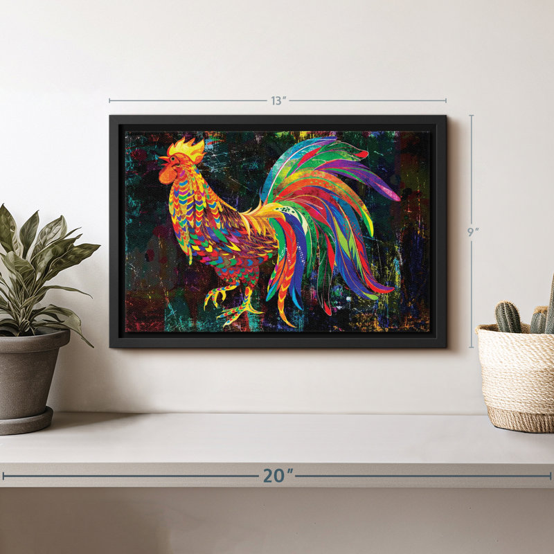 «Art mural coq abstrait multicolore», H 13 po x l 9 po