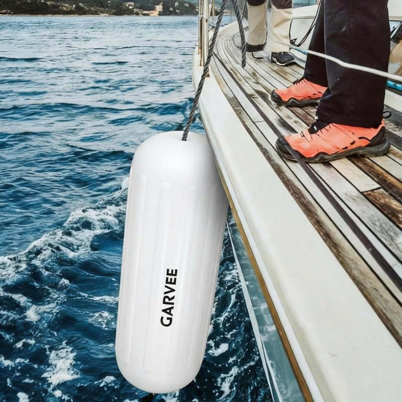 Inflatable Boat Fenders 4 Pack with Ribbed Design, Pump & Ropes for Marine Docking