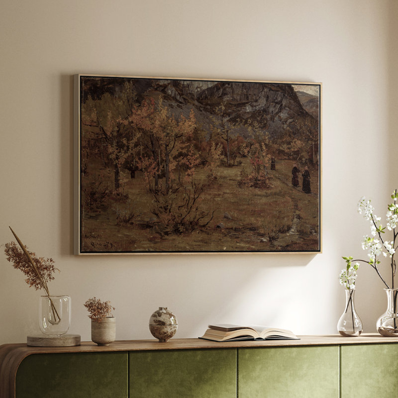 Paysage rétro - DCxx, H 17 po x l 25 po x P 2 po, Toile naturelle avec cadre flottant