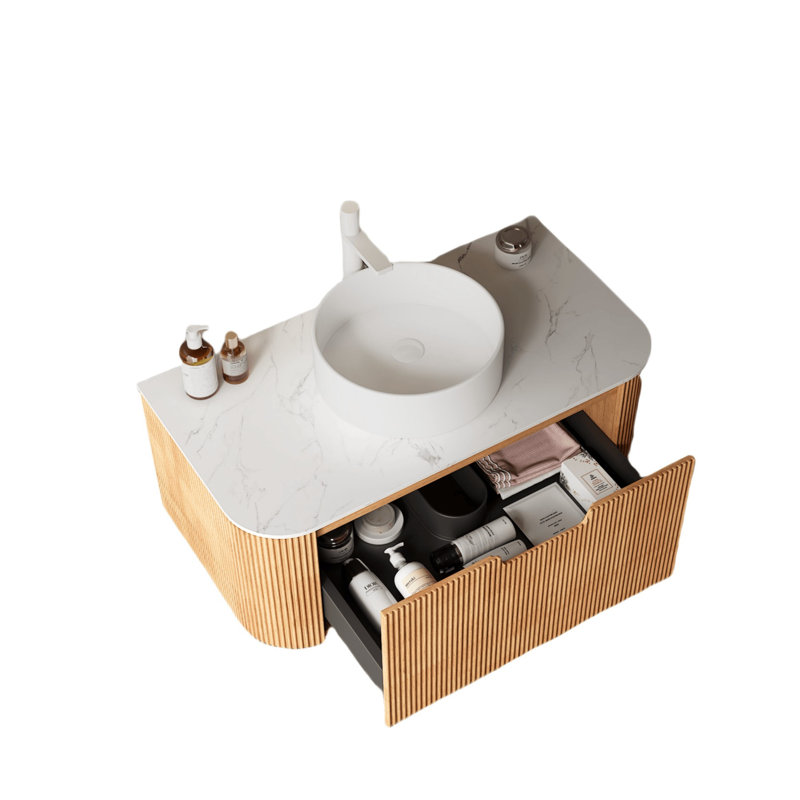 Meuble-lavabo de salle de bain avec lavabo, armoire de rangement murale avec tiroir, Vert clair; blanc