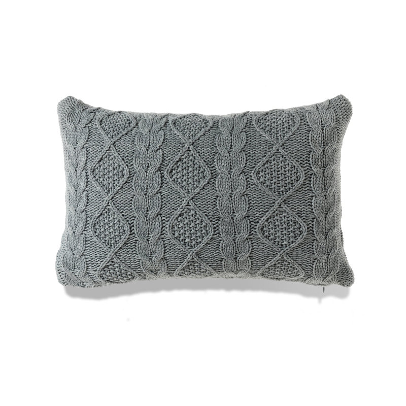Housse de coussin et insert Banff, L 14 po x L 20 po, Gris chiné pâle, Pas de bourre