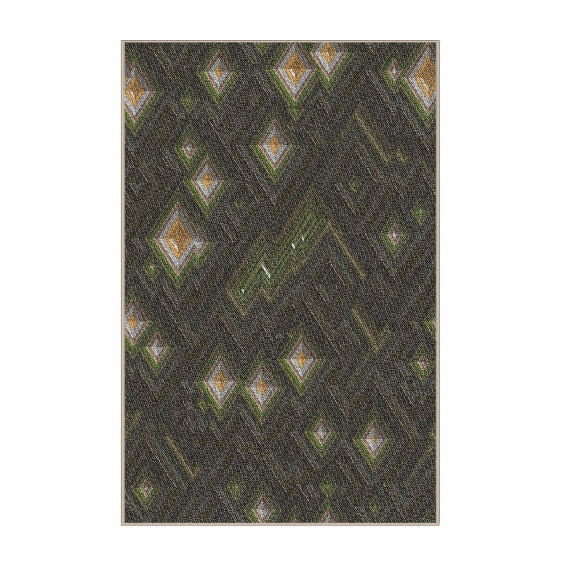 Tapis à motif géométrique vert, Rectangle 8 pi x 12 pi