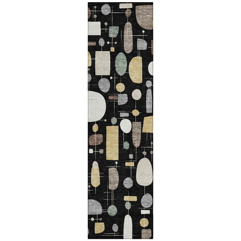 Machine Washable Indoor/Outdoor Juliet ACN2393 Mid-Century Modern Rug, Rectangle 10' x 14'