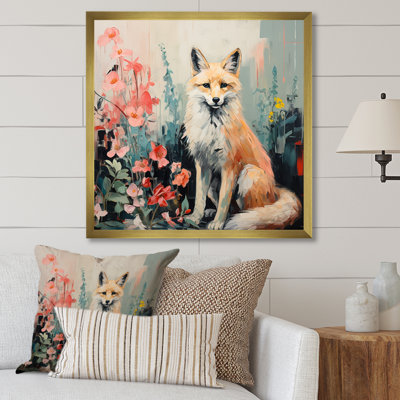Portrait de renard rose Blooms II - renard, art mural