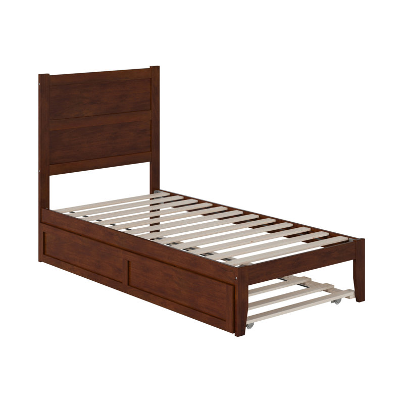  Barbera Solid Wood Platform Bed with Trundle, Twin, Walnut