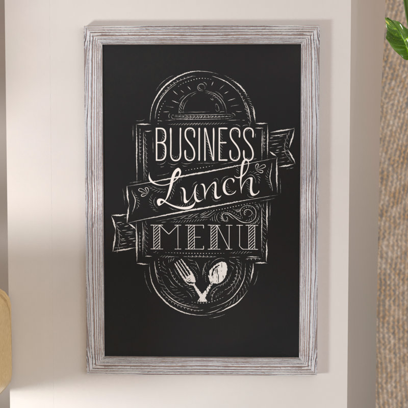Whitewashed Pine Wood Magnetic Chalkboard Sign 36" x 24"