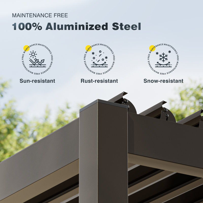Pergola à persiennes en métal avec toit et système de drainage réglables, pergola de terrasse extérieure résistante aux intempéries, structure d'ombrage pour la terrasse du jardin