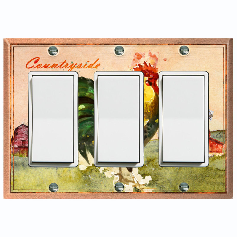 Patterned 3 - Gang Toggle Light Switch Standard Wall Plate