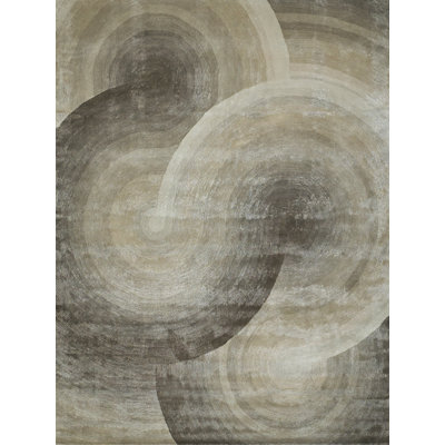 Mitomo hand-tufted Wool/Viscose Taupe Area Rug