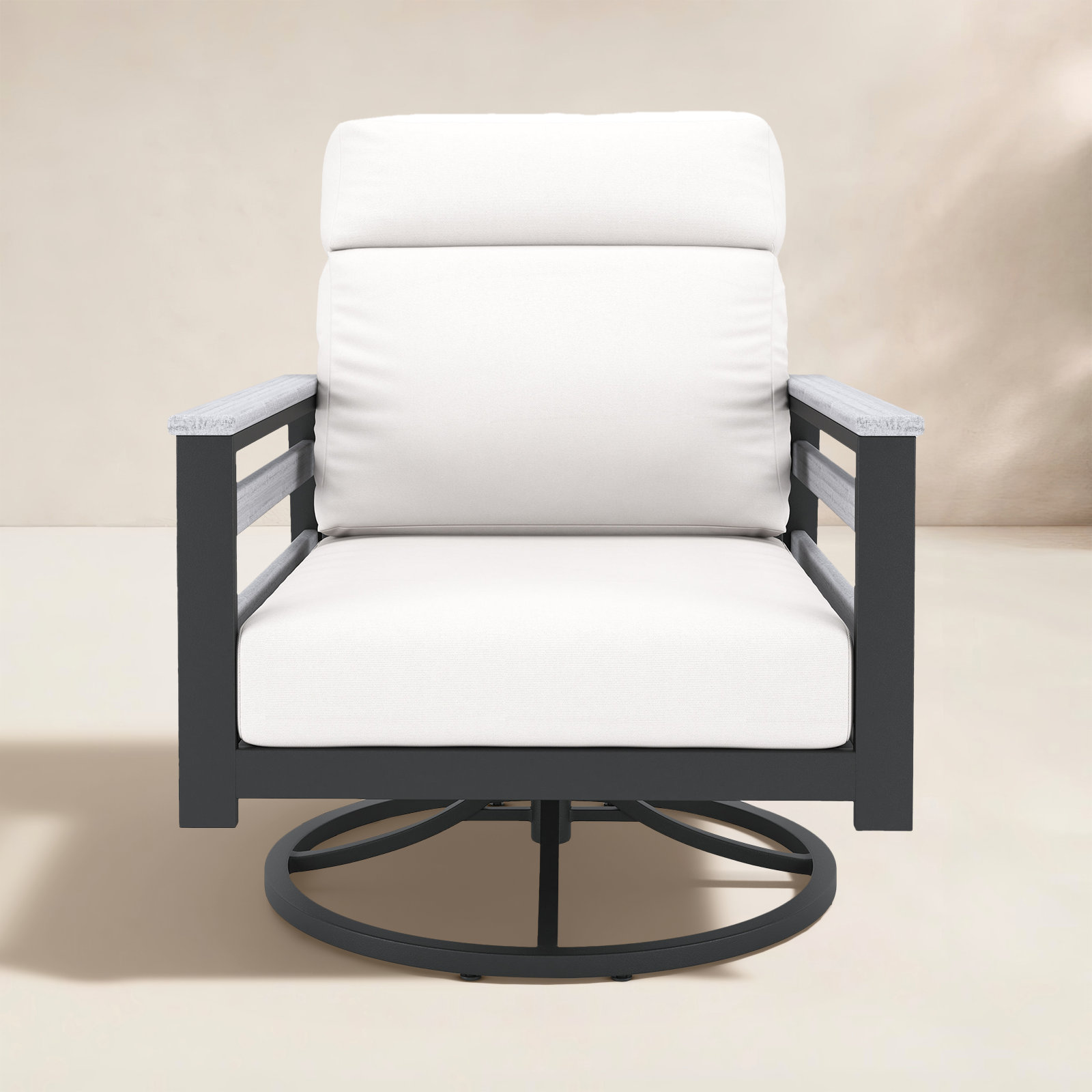 Townsend Sunbrella® Swivel Patio Lounge Chair, White, Canvas White