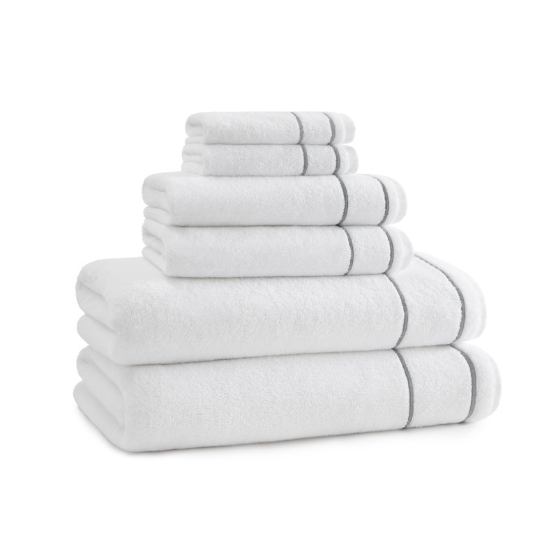 Cotton Plush Bath Towel, White/Gray