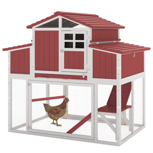 Grand poulailler en bois (rouge)