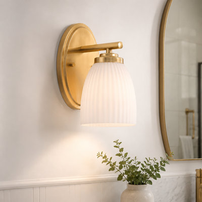 1-Light Modern Ribbed Frosted Glass Wall Sconce